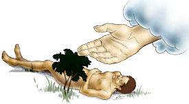 Man was created by God as a living person.