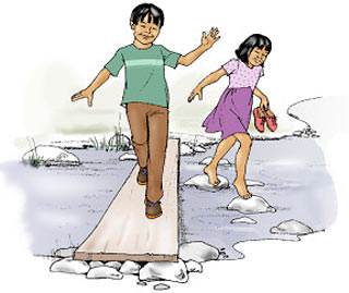 Ken started walking across the board