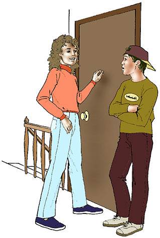 Lisa opened the door and motioned to him to come in.
