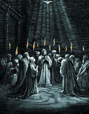 there appeared unto them cloven tongues like as of fire, and it sat upon each of them