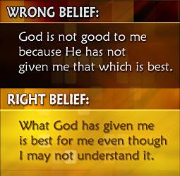 Resentment comes when we believe that what God has provided for us is not best.