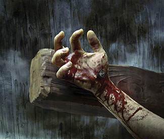 Jesus' hand pierced on the cross
