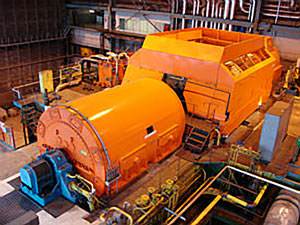 Steam boiler running a turbine