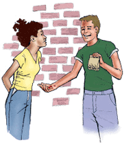 guy offering drugs to a gal